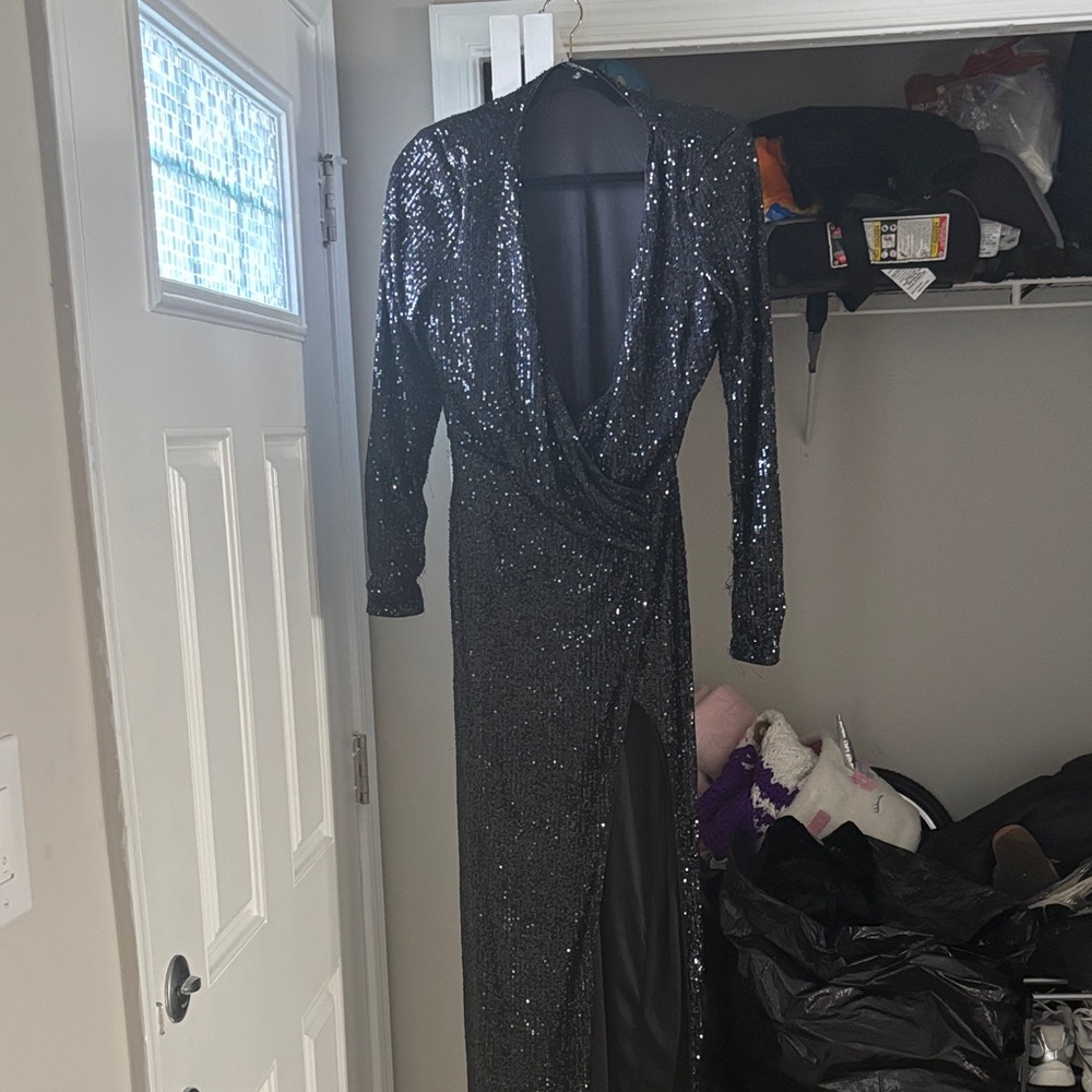 Fashion Nova Glittering Black Sequin Dress